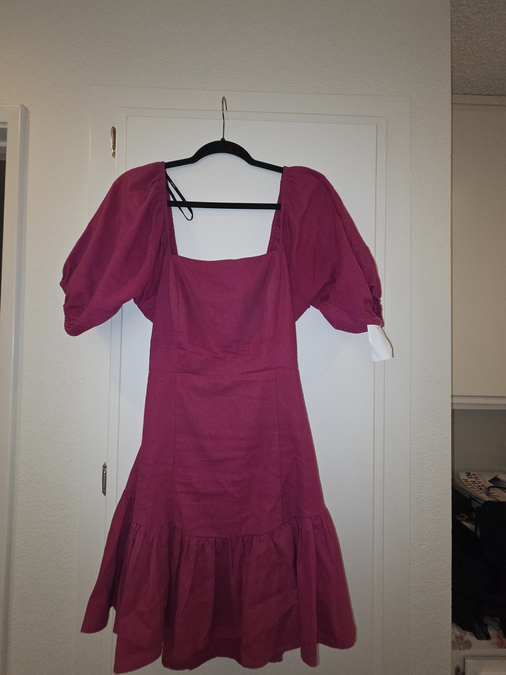 MINKPINK Magenta Puff-Sleeve Midi Dress